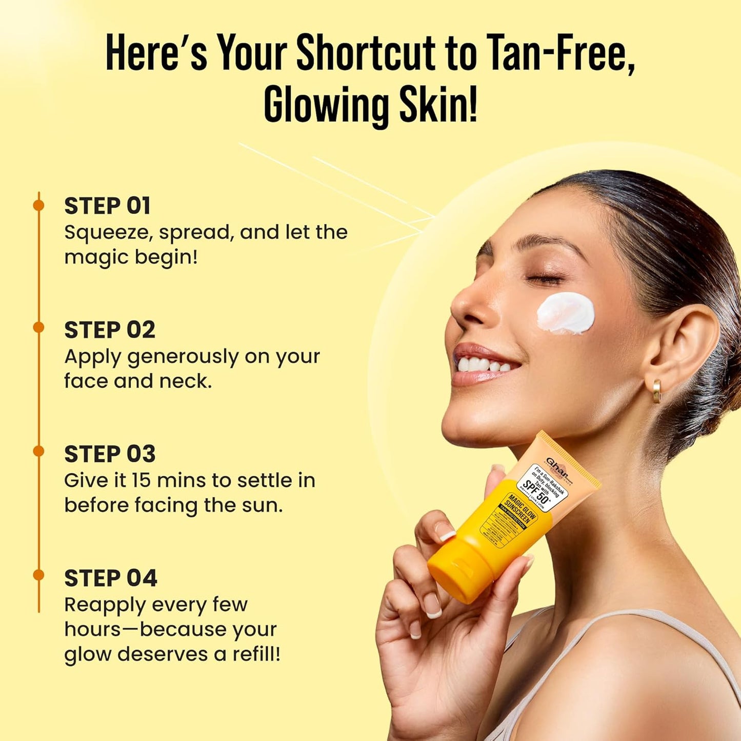 Ghar Soaps Magic Glow SPF 50 Mineral Face Sunscreen Oil Control Gel-Cream Dry Touch, High UVA/UVB, SPF 50+, Light Texture Sun Protection, Suitable Under Make-Up, For Blemish-Prone Skin, 60ml