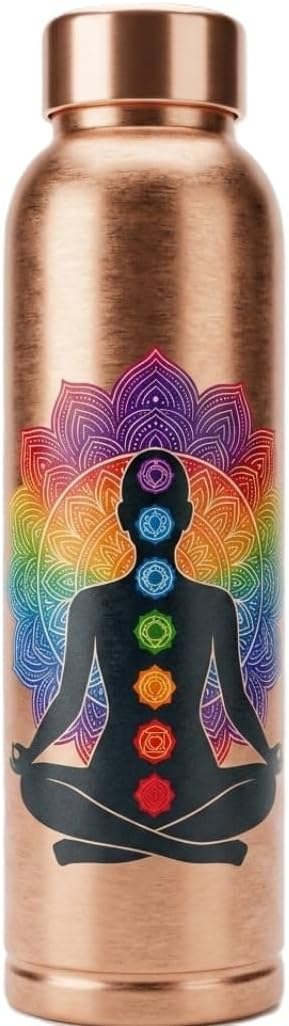 5element Pure Copper Water Bottle 100% | 950ml Leak-Proof & BPA-Free | Chakra & Yoga Mandala Design | Ayurvedic Tamra Jal Vessel for Drinking, Immunity Booster