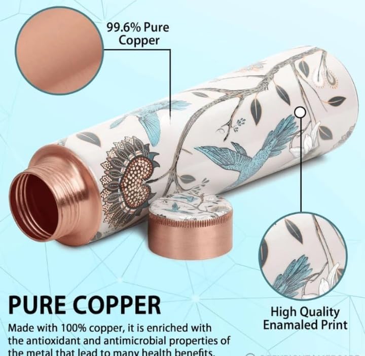 PCL® - 950ml Original Copper Water Bottle - 100% Pure Copper Vessel for Drinking, BPA-Free, Leak-Proof, Boosts Immunity, Supports Digestive & Liver Health, Ayurveda Inspired (Pack of 1)