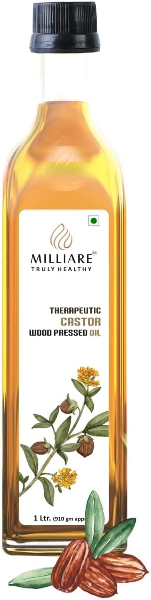 Milliare Therapeutic Organic Castor Wood Pressed Oil - 100% Pure and Natural | Premium Grade Oils for Body, Skin,Hair & massage | Natural Essential Oil | 250 ml | Made in India
