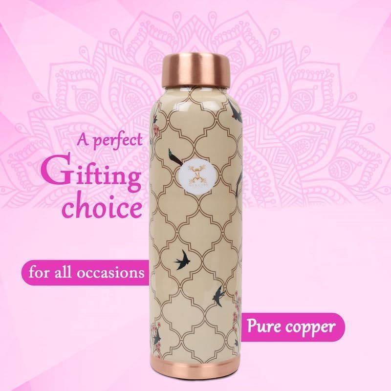 MERCAPE Elevate Your Hydration Game Pure Copper Water Bottle - Joint Less, Leak Proof (950ml) (Pack Of 2)