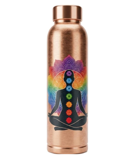 5Elements Pure Copper Water Bottle 100% | 950ml Leak-Proof & BPA-Free | Chakra & Yoga Mandala Design | Ayurvedic Tamra Jal Vessel for Drinking, Immunity Booster