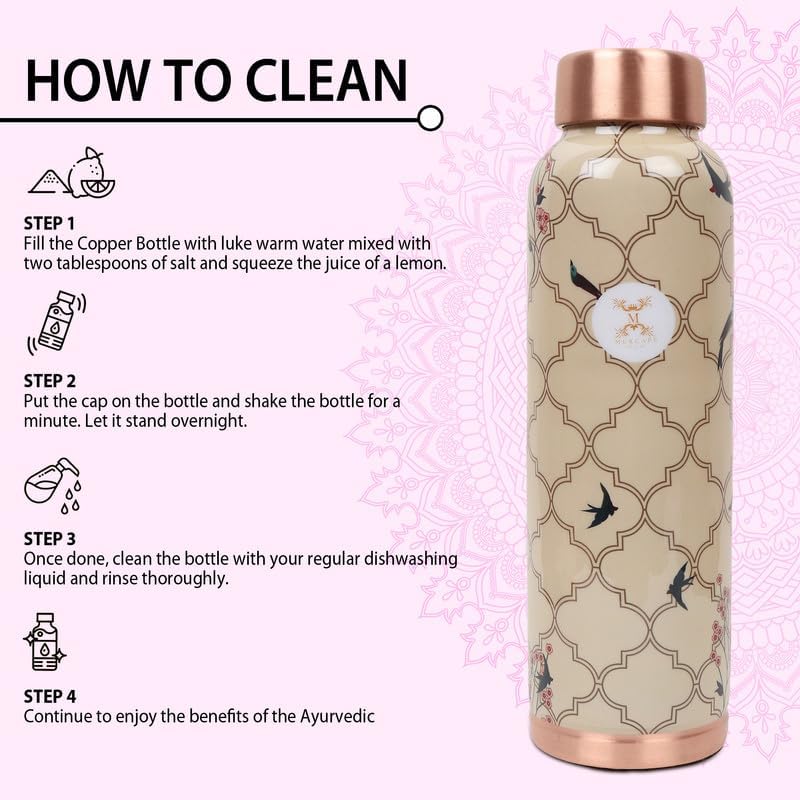 MERCAPE Elevate Your Hydration Game Pure Copper Water Bottle - Joint Less, Leak Proof (950ml)