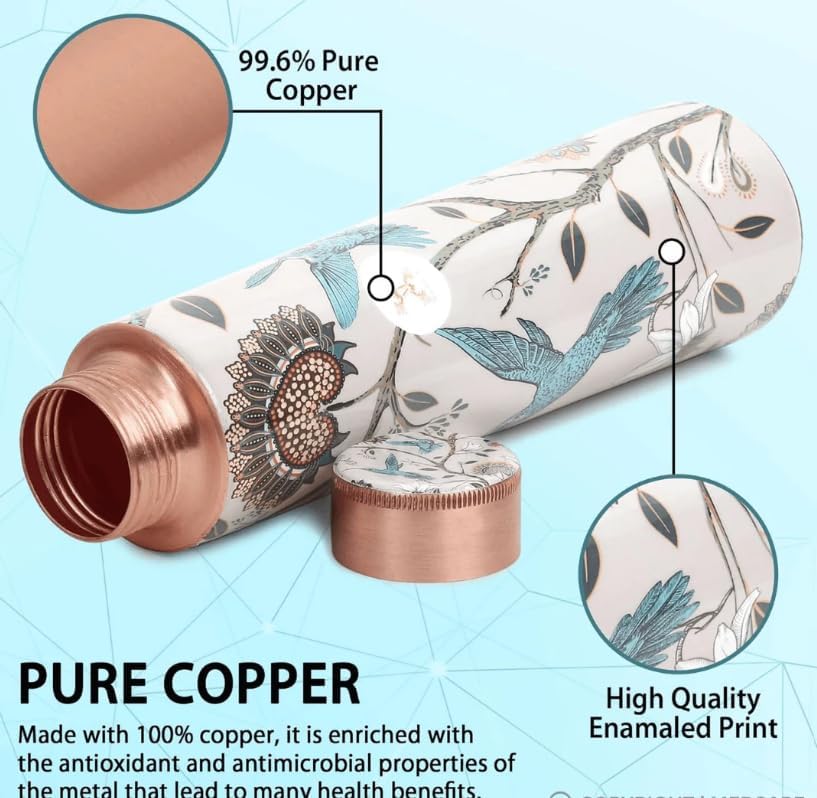 PCL® - 950ml Original Copper Water Bottle - 100% Pure Copper Vessel for Drinking, BPA-Free, Leak-Proof, Boosts Immunity, Supports Digestive & Liver Health, Ayurveda Inspired (Pack of 1)