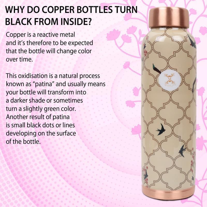 MERCAPE Elevate Your Hydration Game Pure Copper Water Bottle - Joint Less, Leak Proof (950ml) (Pack Of 2)