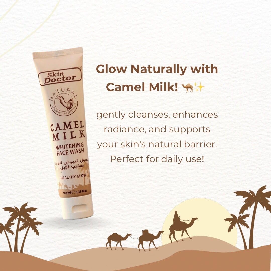 Skin Doctors Camel Milk Whitening Face Wash 100ml - Deep Cleansing, Brightening, and Hydrating Exfoliator