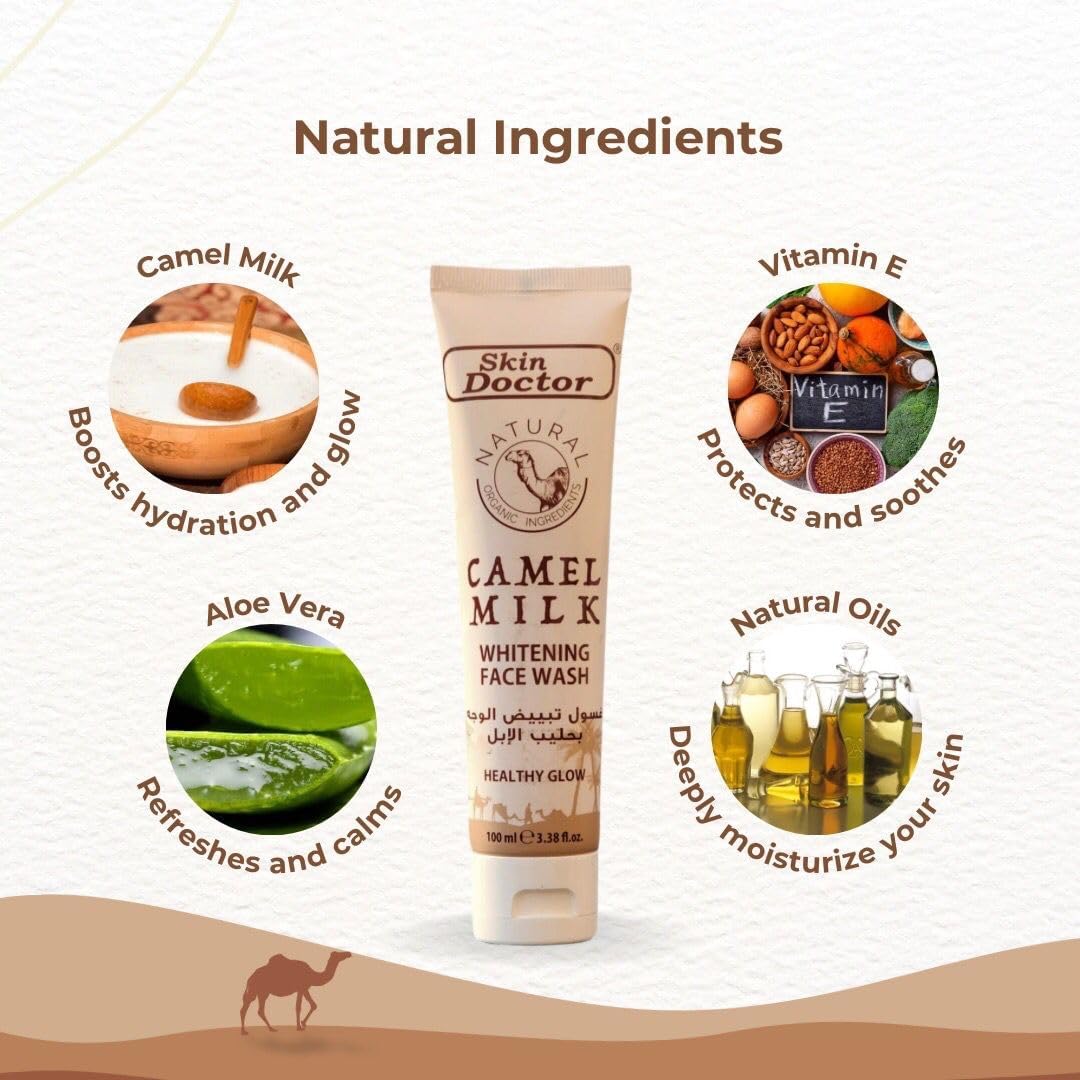 Skin Doctors Camel Milk Whitening Face Wash 100ml - Deep Cleansing, Brightening, and Hydrating Exfoliator