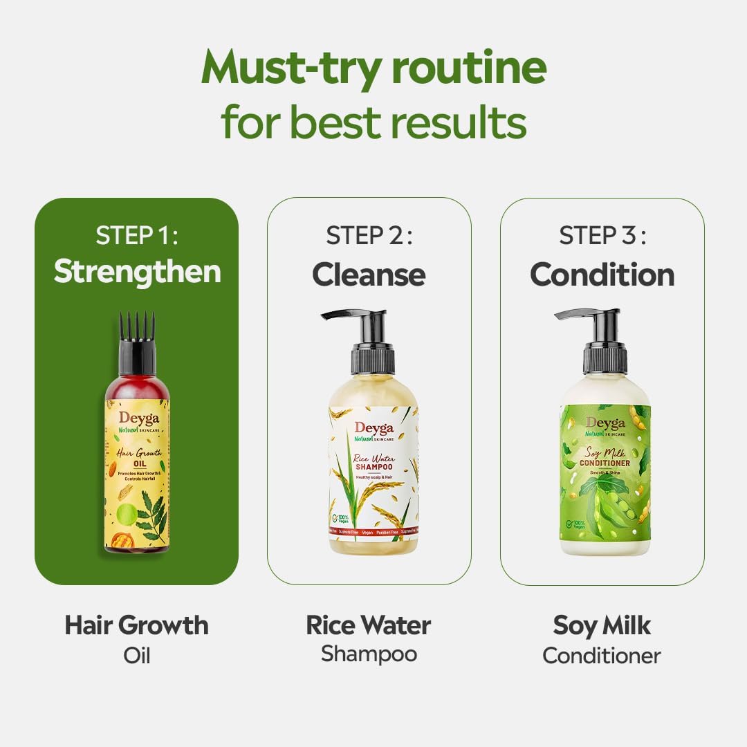 Deyga Hair Growth Oil | Promotes Hair Growth | Reduces Hairfall | Repairs Damaged Hair | Infused with Hibiscus, Rosemary & Grapeseed Oil (100ml Hair Growth Oil) | Suits Men and Women