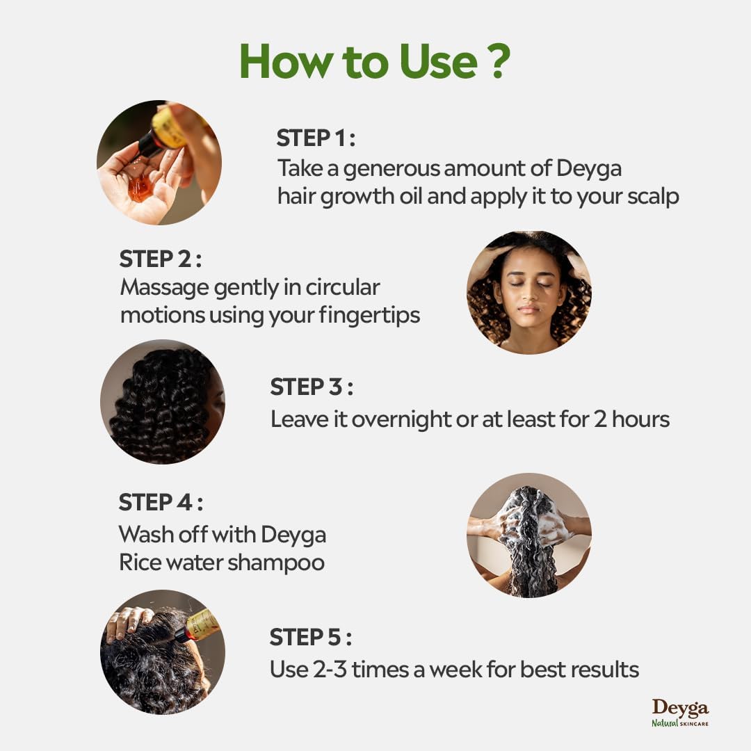 Deyga Hair Growth Oil | Promotes Hair Growth | Reduces Hairfall | Repairs Damaged Hair | Infused with Hibiscus, Rosemary & Grapeseed Oil (100ml Hair Growth Oil) | Suits Men and Women