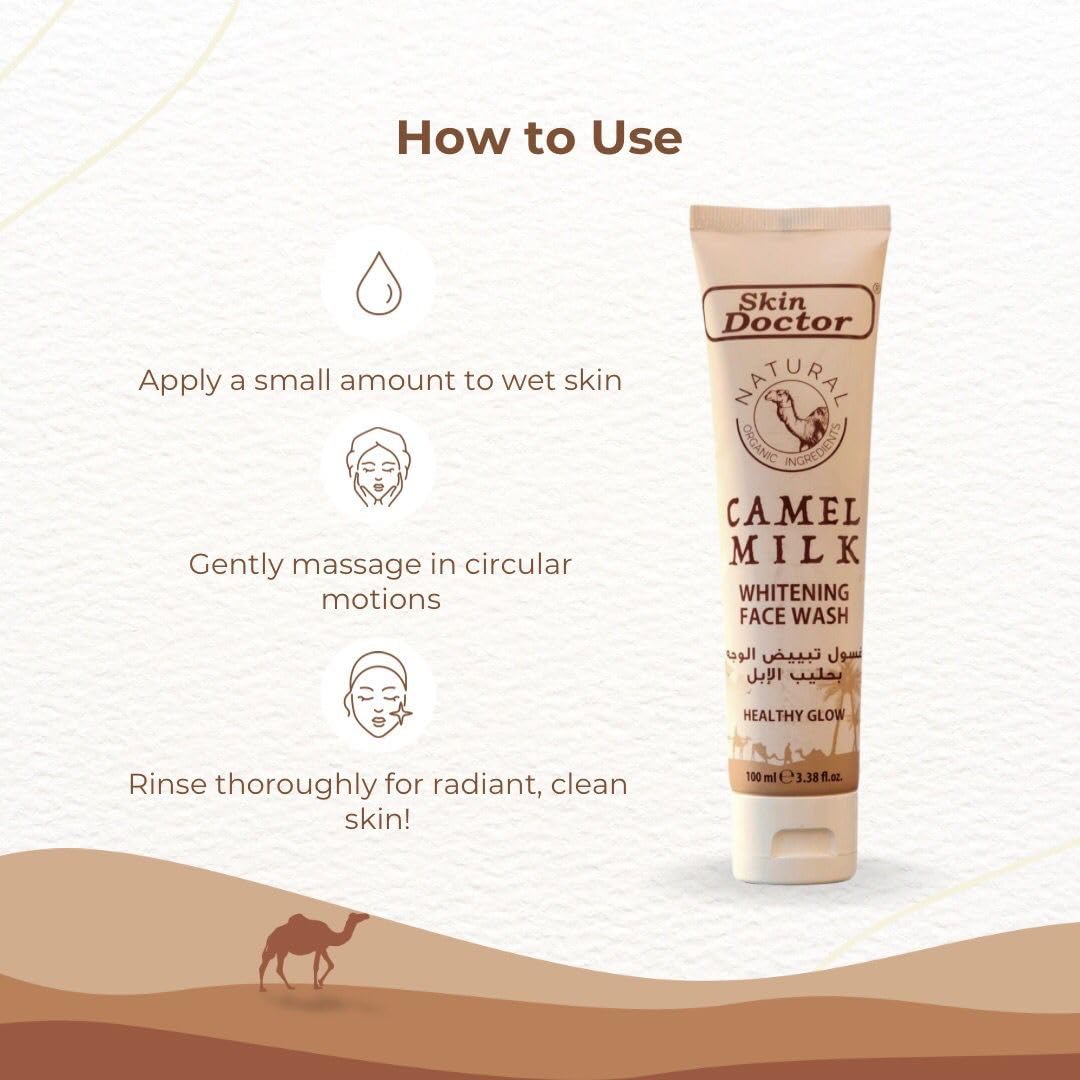 Skin Doctors Camel Milk Whitening Face Wash 100ml - Deep Cleansing, Brightening, and Hydrating Exfoliator