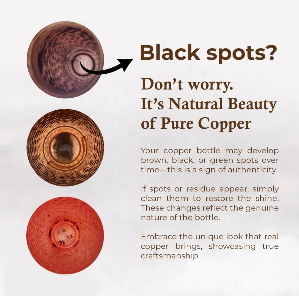 100% Pure Copper Water Bottle | Leak Proof, Durable & Rust Proof | Non-Toxic & BPA Free Bottles | Eco Friendly Water Bottle (950 ml) (Pack of 2)