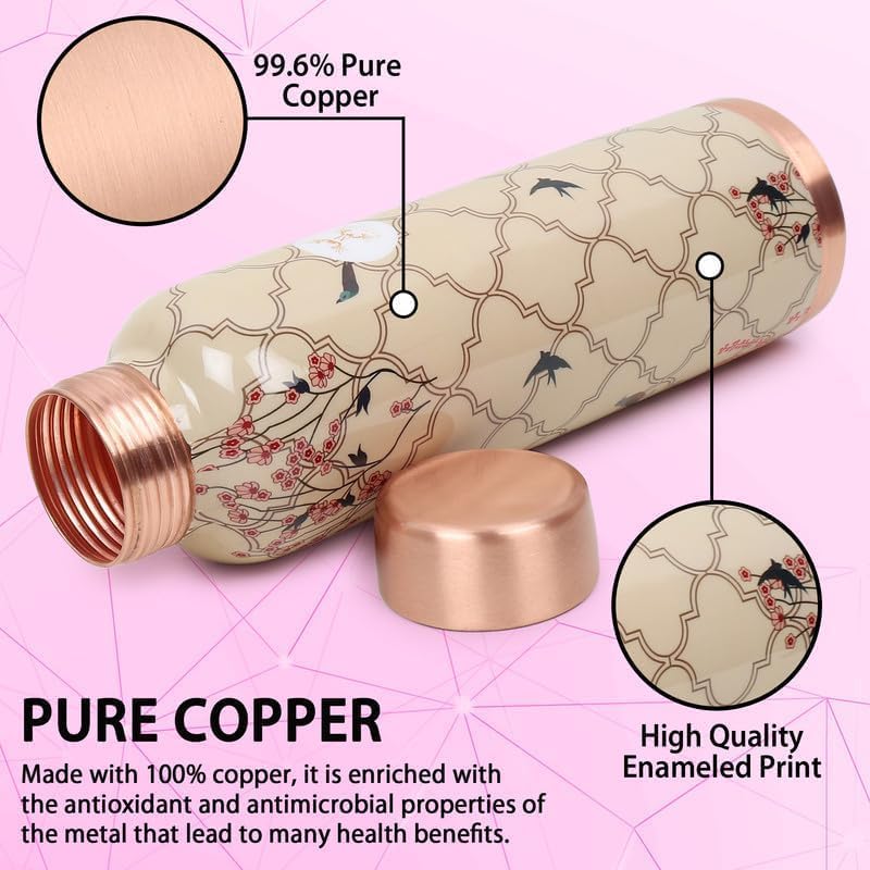 MERCAPE Elevate Your Hydration Game Pure Copper Water Bottle - Joint Less, Leak Proof (950ml) (Pack Of 2)