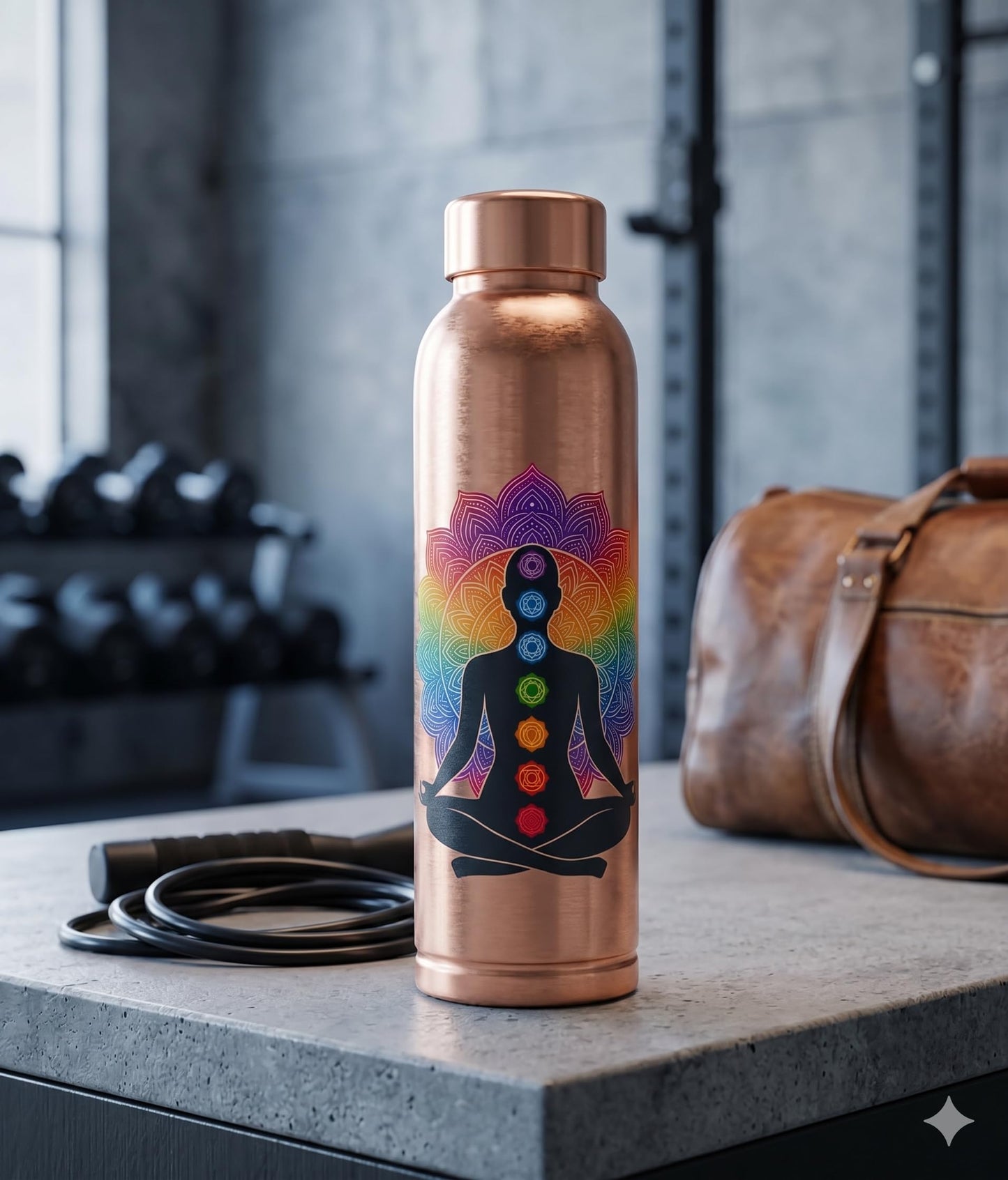 5Elements Pure Copper Water Bottle 100% | 950ml Leak-Proof & BPA-Free | Chakra & Yoga Mandala Design | Ayurvedic Tamra Jal Vessel for Drinking, Immunity Booster