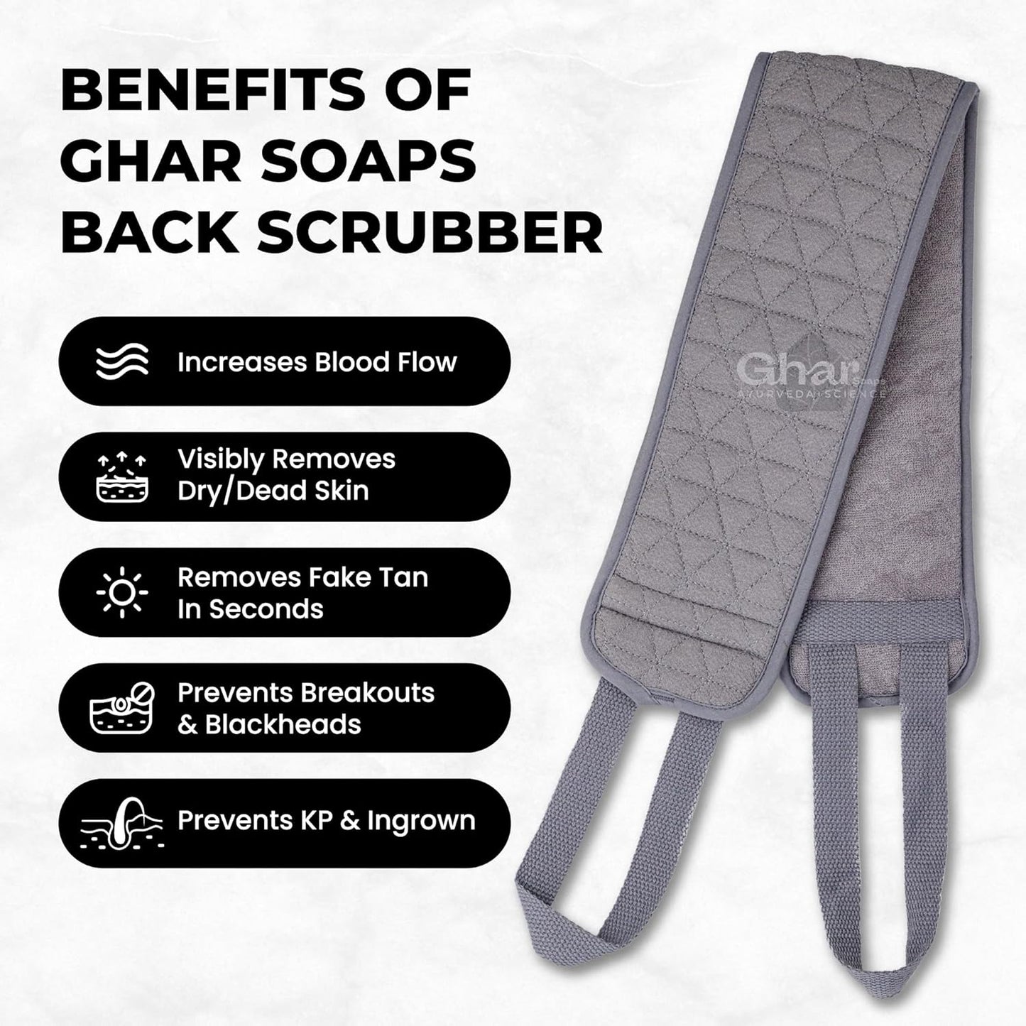 Ghar Soaps Exfoliating Back Body Scrubber For Dead Skin Body,Loofah for Women & Men | Gentle On Skin,Premium Body Scrubber | Remove Dead Skin Cells, Blackheads, Impurities & Sustainable