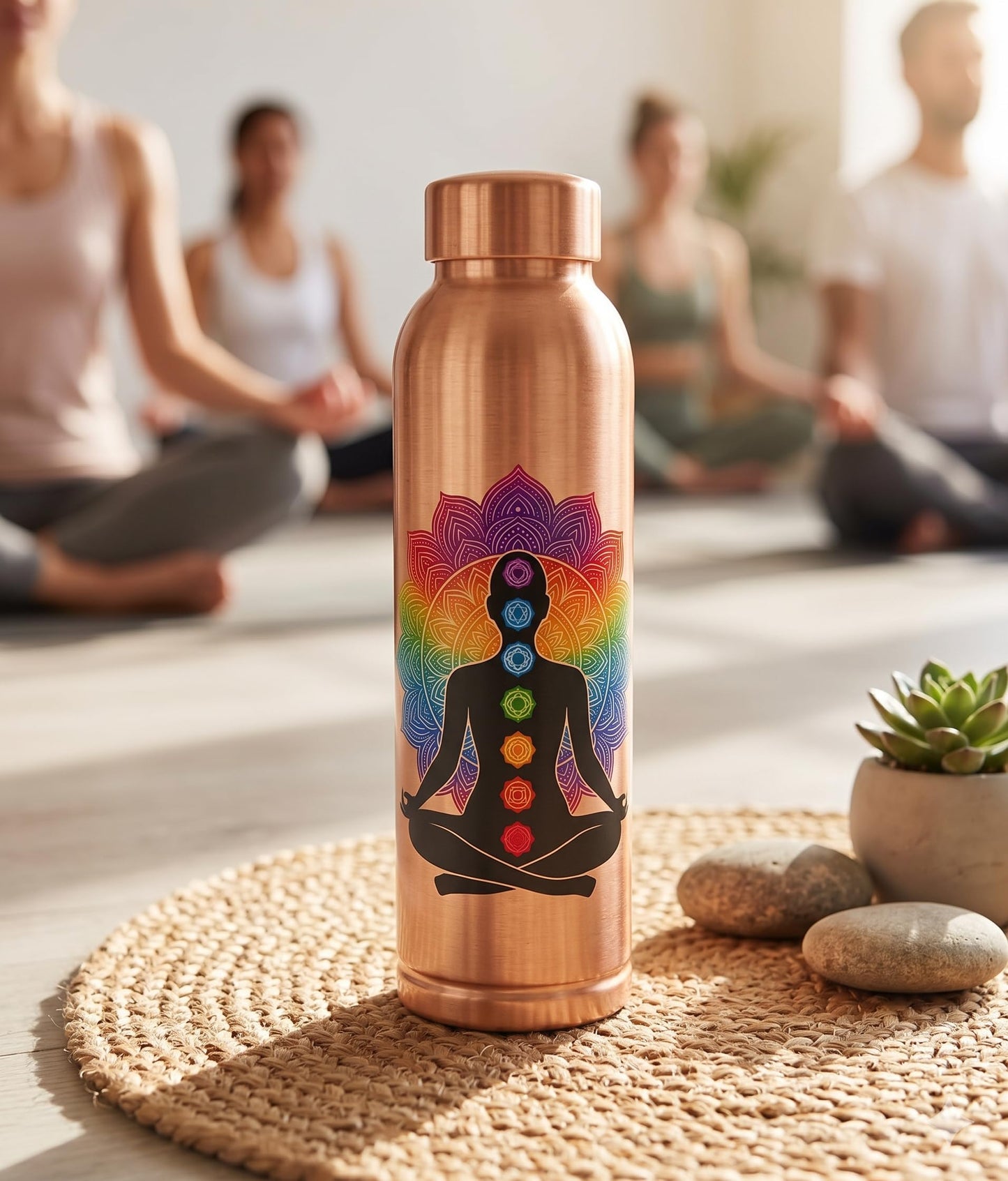5Elements Pure Copper Water Bottle 100% | 950ml Leak-Proof & BPA-Free | Chakra & Yoga Mandala Design | Ayurvedic Tamra Jal Vessel for Drinking, Immunity Booster