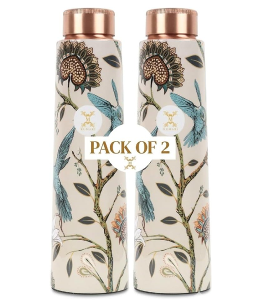 100% Pure Copper Water Bottle | Leak Proof, Durable & Rust Proof | Non-Toxic & BPA Free Bottles | Eco Friendly Water Bottle (950 ml) (Pack of 2)