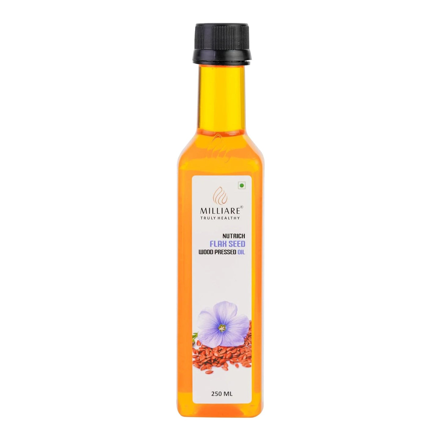 Milliare Flaxseed Wood Pressed Oil, Organic Oil for Hair Growth, Hexane-Free for Skin Care,for Heart Health, & Hormonal Balance – 250ml | Essential Oil