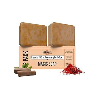 Ghar Magic Soap Sandalwood & Saffron Handmade Bath Soap (Pack of 2)