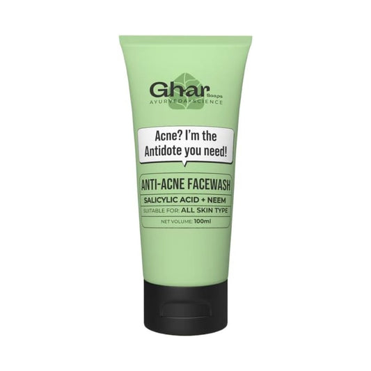 Ghar Soap 2% Anti-Acne Face Wash with Salicylic Acid & Neem | Natural & Herbal Cleanser for Acne-Prone Skin | Sulphate-Free Face Wash for Men & Women (100 ml)
