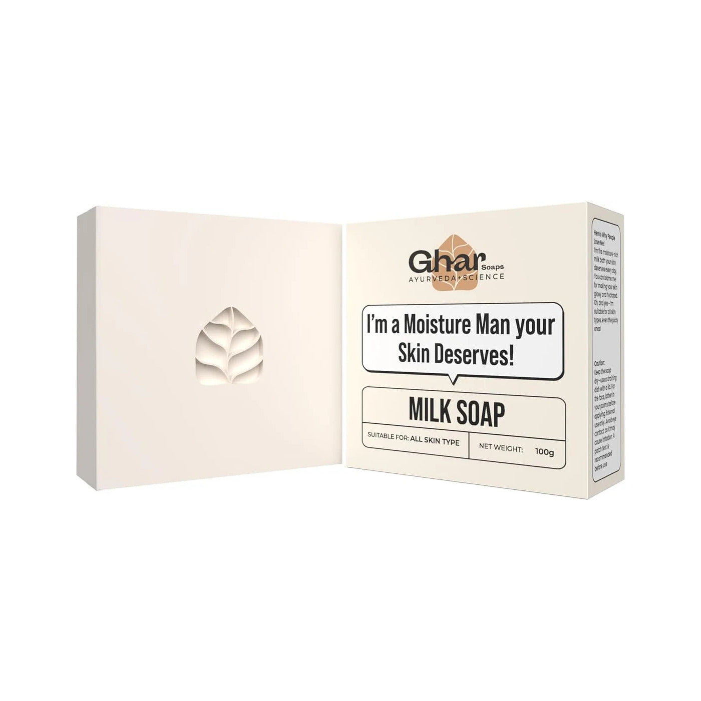 Ghar Soaps Milk Protein Soap Bar, Natural Nourishing Formula for All Skin Types, Hydrating & Moisturizing with Milk Powder, Paraben & SLS Free, 100g