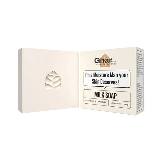 Ghar Soaps Milk Protein Soap Bar, Natural Nourishing Formula for All Skin Types, Hydrating & Moisturizing with Milk Powder, Paraben & SLS Free, 100g