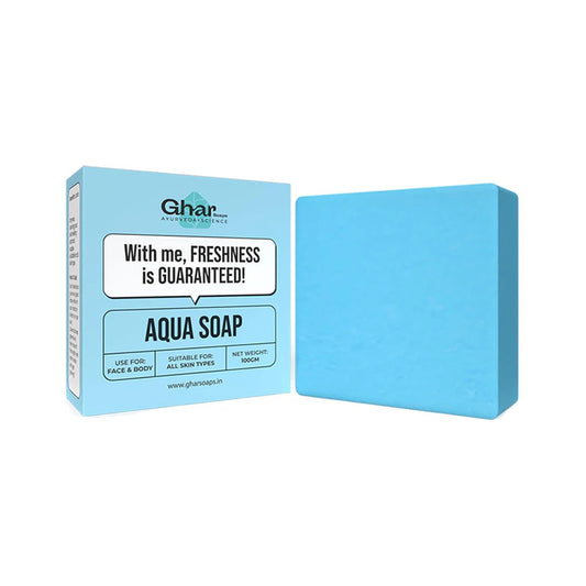 Ghar Soaps Aqua Cool Soap Bar for fresh, soft, and hydrated Skin Made With Vitamin E, Coconut Oil & Aloe Vera | Paraben-Free | Ideal for Men & Women | For All Skin Types Face And Body (100 gm)