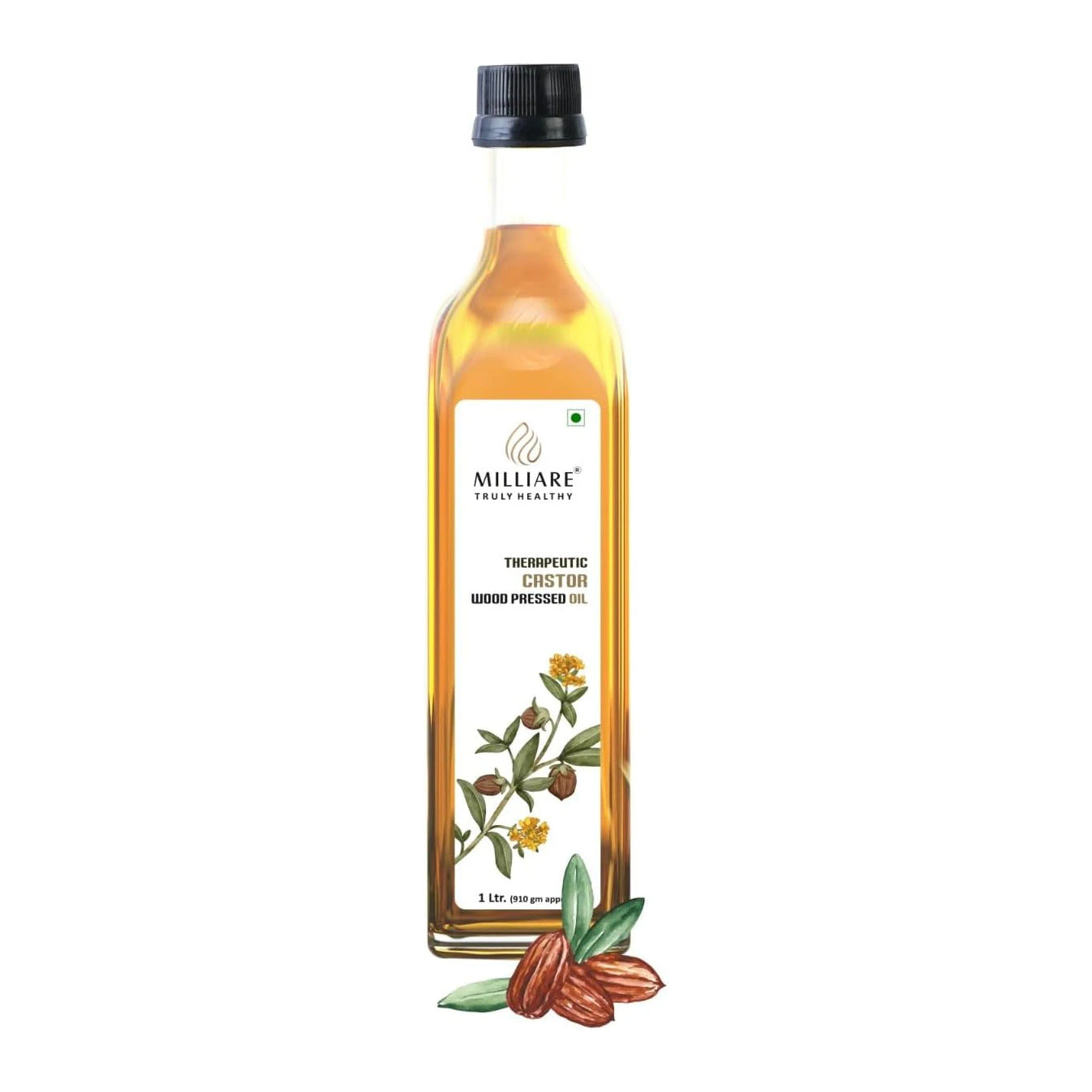 Milliare Therapeutic Organic Castor Wood Pressed Oil - 100% Pure and Natural | Premium Grade Oils for Body, Skin,Hair & massage | Natural Essential Oil | 250 ml | Made in India