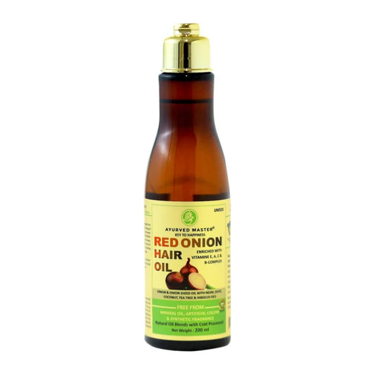 Ayurved Master Red Onion Hair Oil For Hair Deep Nourishment, Hair Growth and Hair Fall Control With Neem, Black Seed, Coconut and Tea Extracts - 200ml